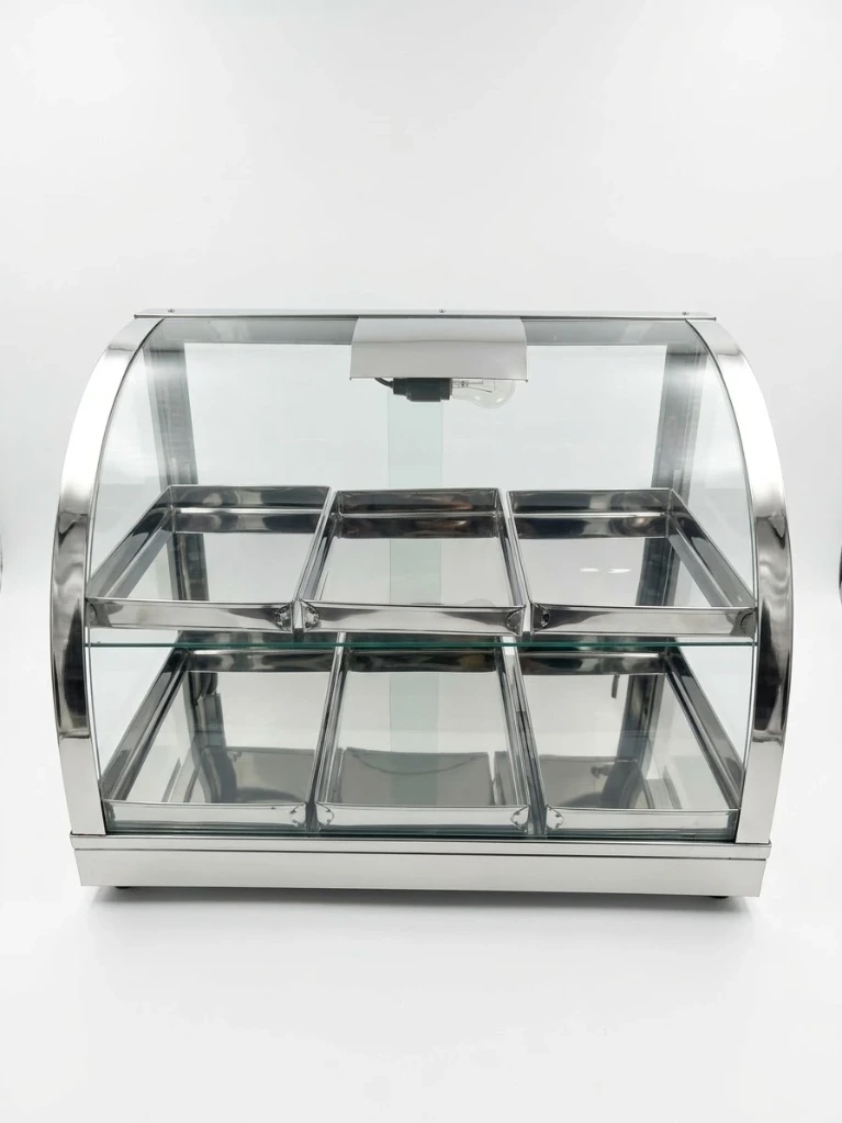 EXHIBIDORA NACIONAL CURVO ACRILICO 6B INOX