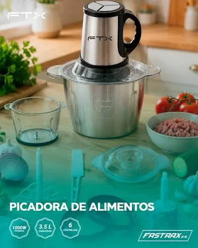 [138] PICADOR DE CARNE FTX 6EN1 1000W ACERO INOX