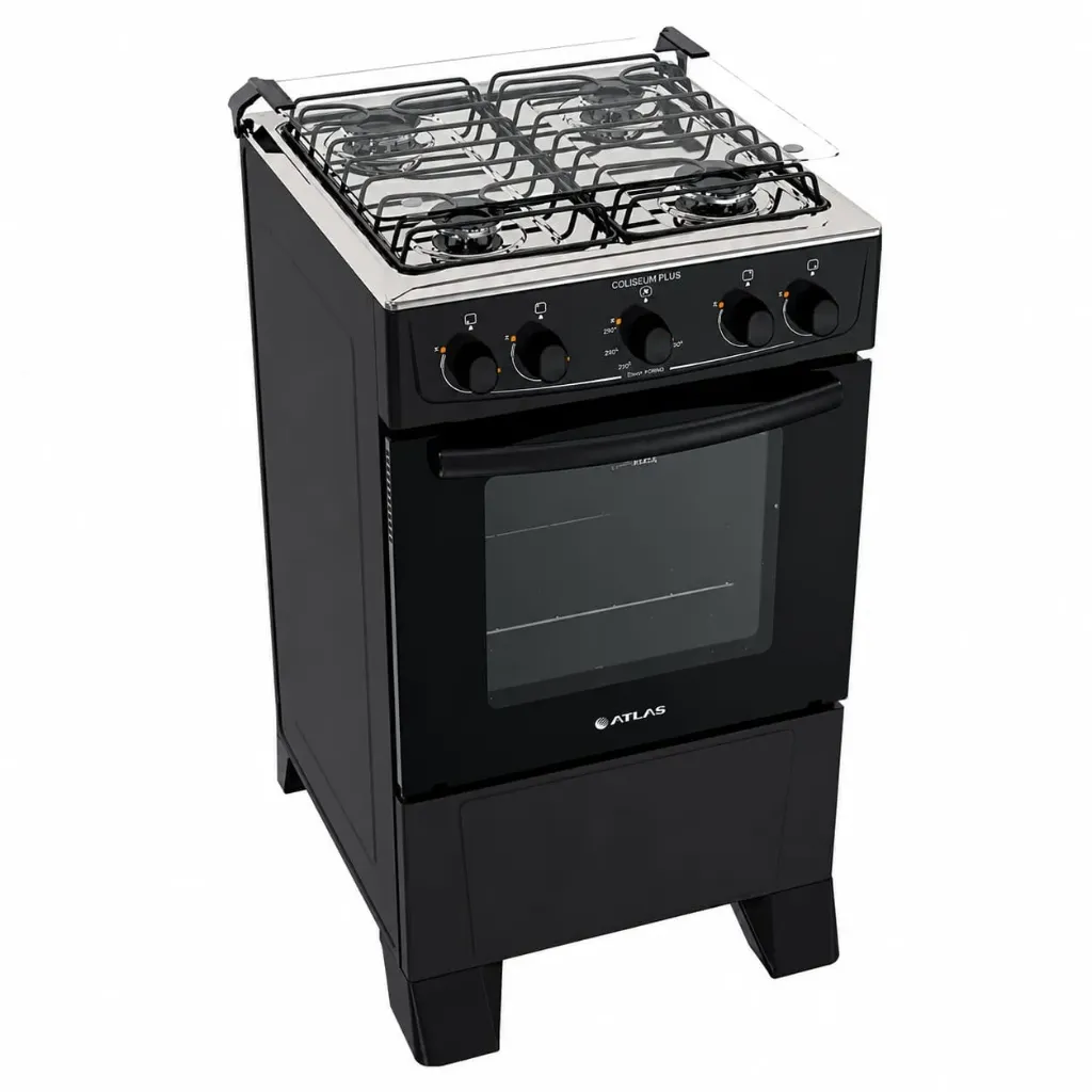Cocina a Gas Atlas Coliseum Plus 4H, Color Negro