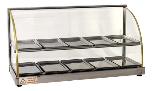 VITRINA TITA 10B ESTUFA CALIENTE CURVO TEMPLADO CON VAPOR