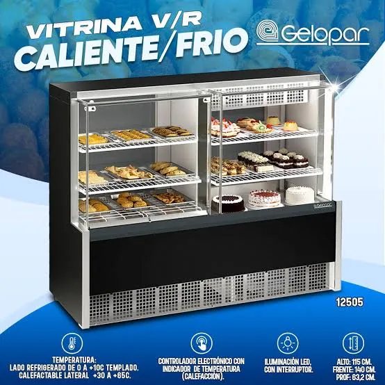 [622] Vitrina Gelopar Combinado Caliente/Frio gqea-140r pf 1,40m v/r negro