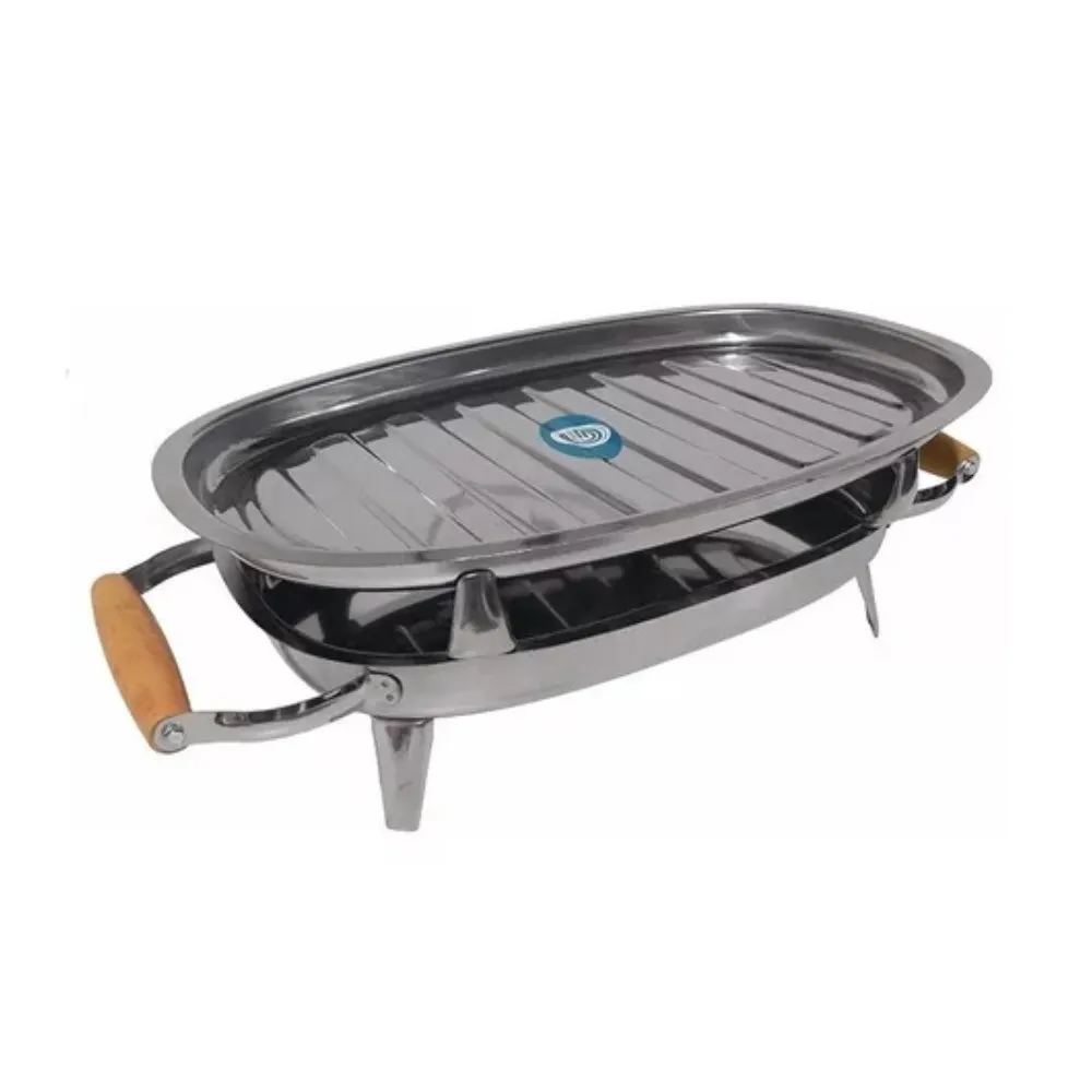 [703] PARRILLITA DE ACERO INOX GUADIX A CARBON, 25X37 LA BANDEJA