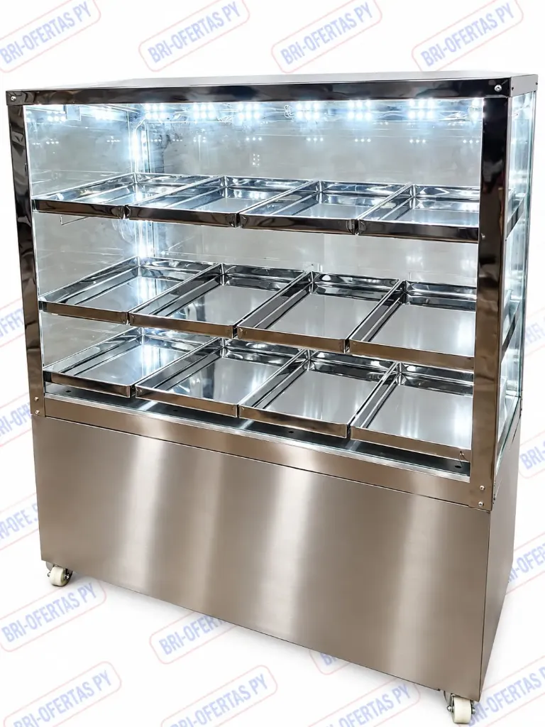 EXHIBIDORA 100CM PIE 12B LUZ LED 98CM