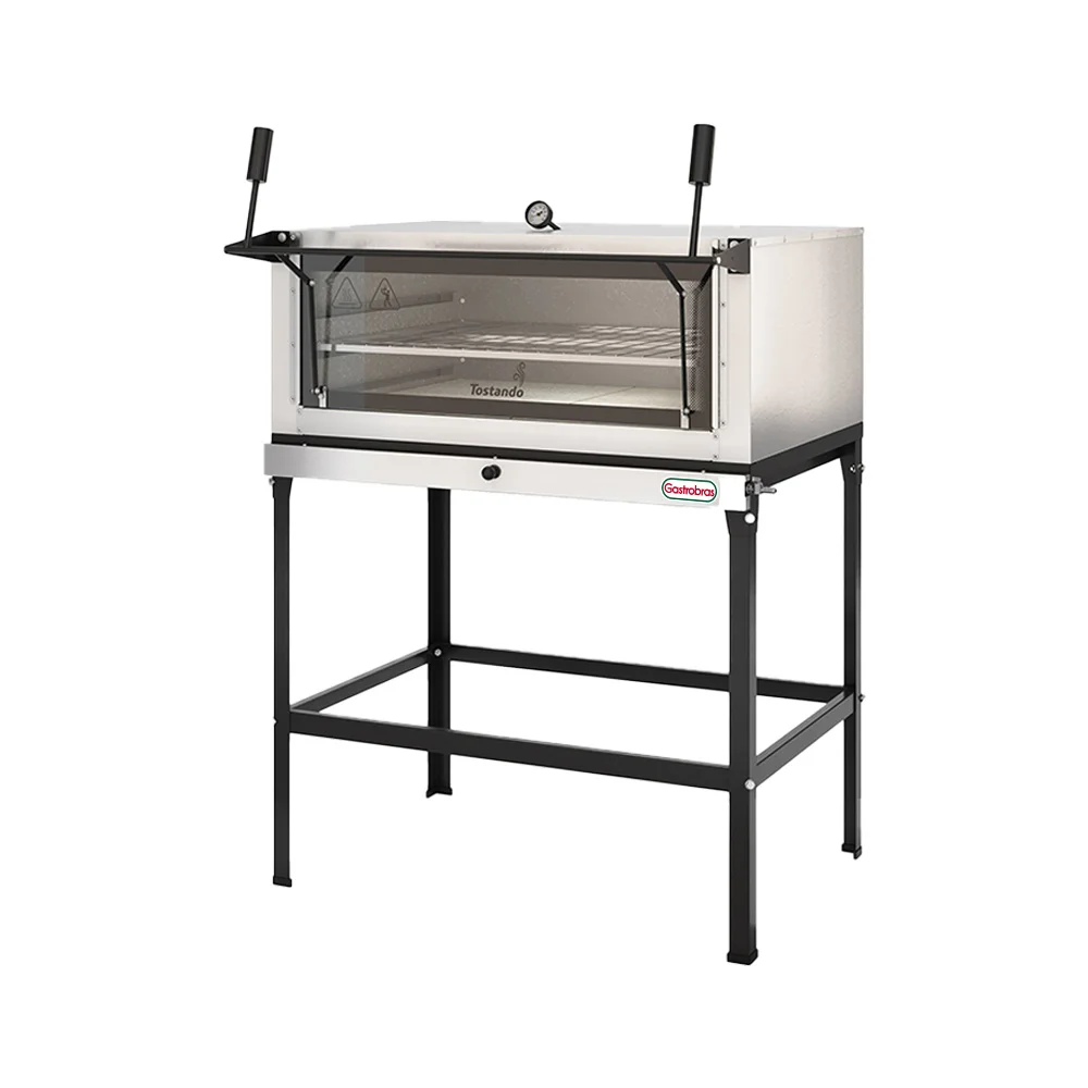 [785] HORNO PIZZERO TOSTANDO GASTROBRAS INOX A GAS 80X60 CON PIEDRA REFRACTARIA