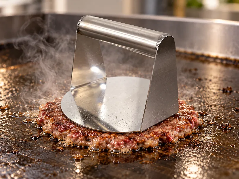 [1149] PRENSADOR SMASHADOR DE HAMBURGUESAS INOX 12CM DIAMETRO 1.2MM