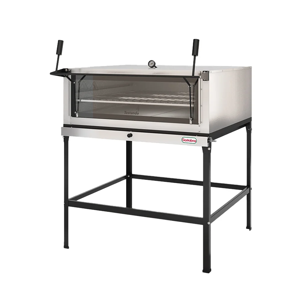 [1202] HORNO PIZZERO A GAS 90X90 TOSTANDO GASTROBRAS CON PIEDRA REFRACTARIA