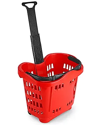 CANASTA DE SUPER CON RUEDAS ROJO