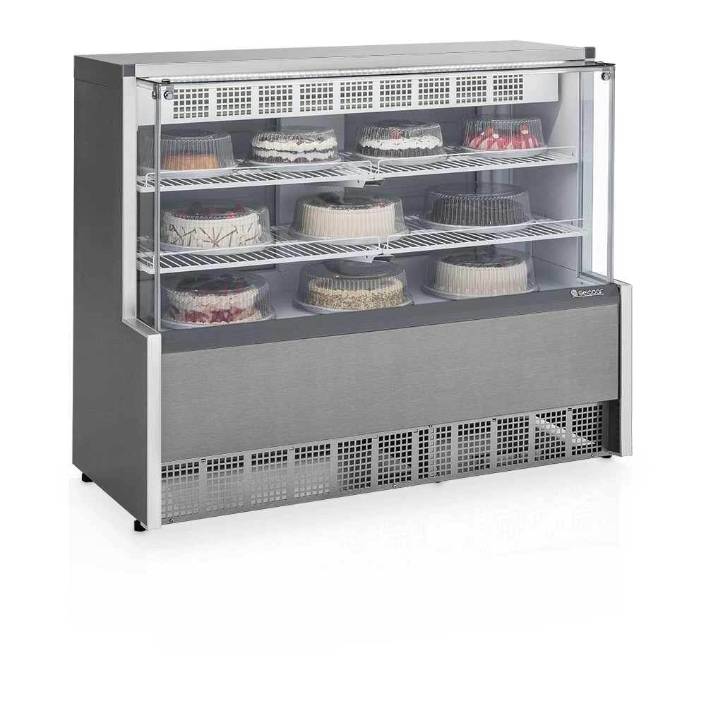 [1214] Vitrina Gelopar Aurora 140CM Frio Estatico Gris Luz Led