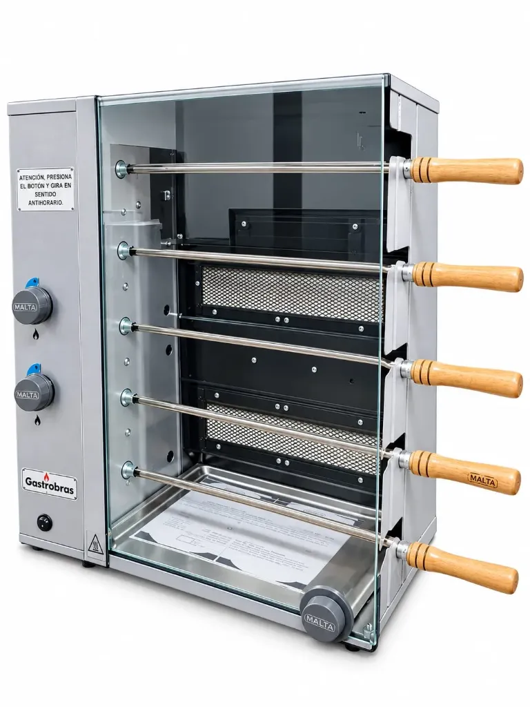 [1299] CHURRASQUERA SPIEDO, MESA VERTICAL GASTROBRAS A GAS 5 ESPADIN