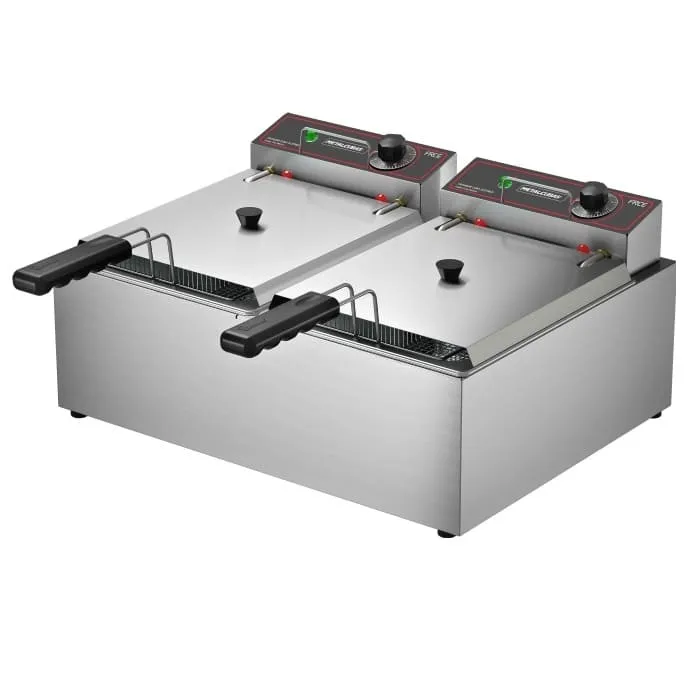 [1329] FREIDORA ELECTRICA METALCUBAS 10L 2 CUBAS 8000W