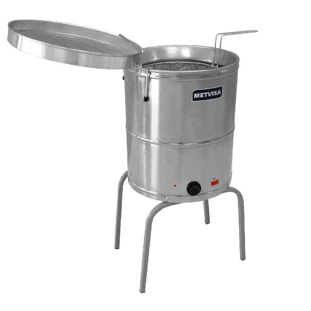 [1390] FREIDORA INDUST METVISA, ACEITE 23L Y 15L AGUA, TACHO REDONDO
