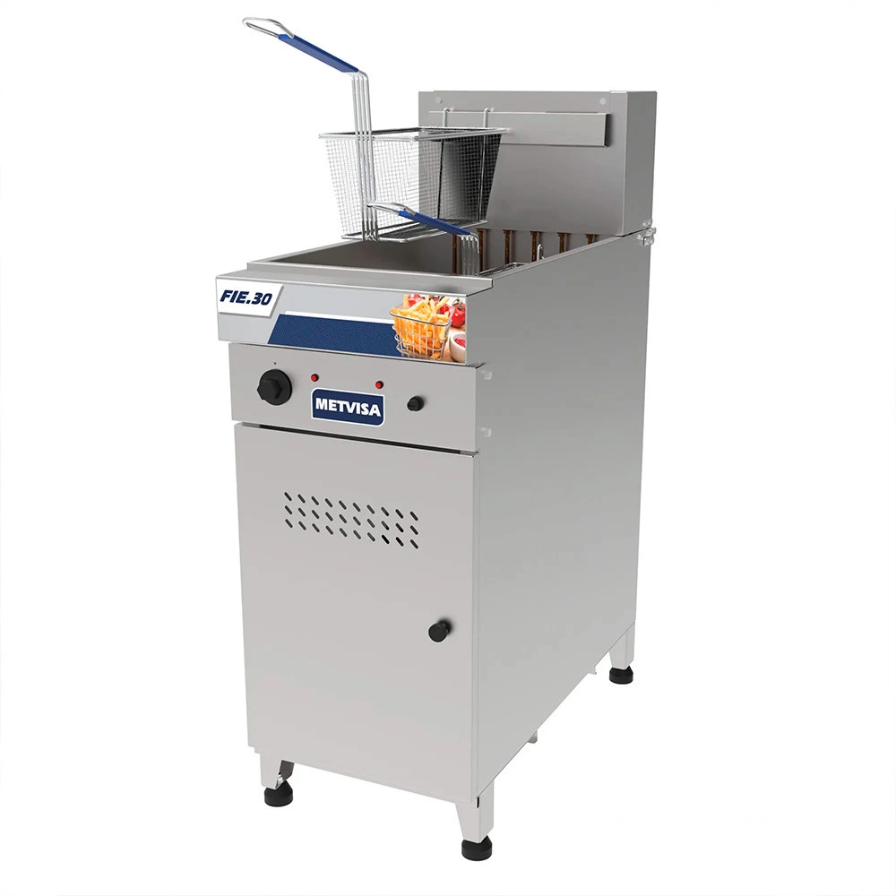 [1391] FREIDORA ELECTRICA CUADRADA DE PIE METVISA 30L TRIFASICO 2 CESTA GRANDE