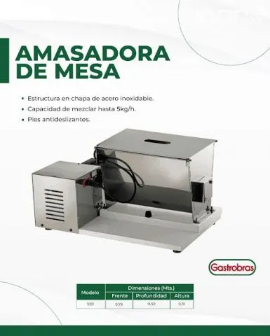 [1418] AMASADORA GASTROBRAS 5KG 1031 INOX DE MESA
