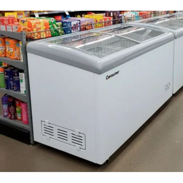 Congelador para Helados Consumer 400 litros tapa de vidrio curvo.