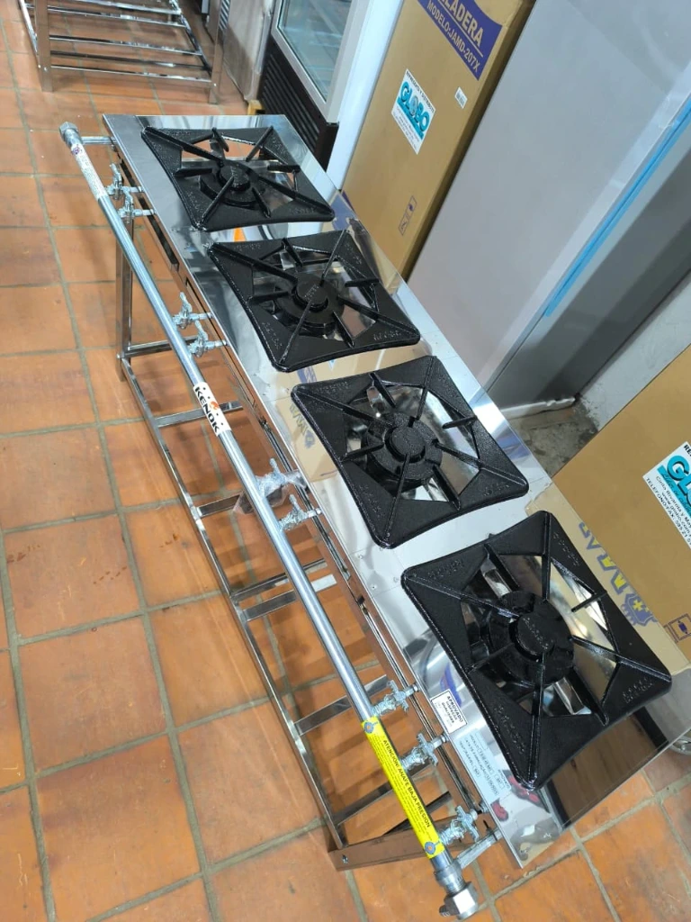 [1511] COCINA INDUS KENOK INOX 4H LINEAL 4/DOBLE QUEMADOR