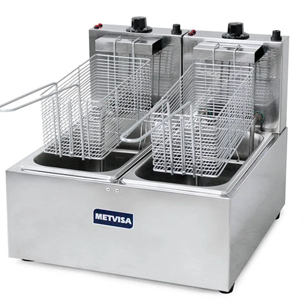 [1615] FREIDORA ELECT METVISA 6L 3L+3L DOBLE CESTA MESA