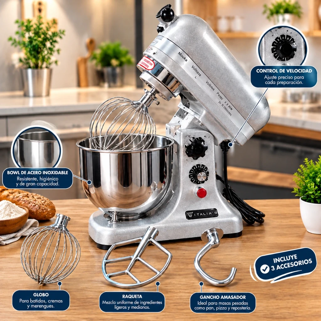 BATIDORA PLANETARIA INDUSTRIAL ITALUX 7L 350W