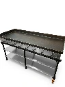 PLANCHA HAMBURGUESERA PROFESIONAL ALTA PRESION 180X70, BASE CON DOBLE ESTANTE INOX Y RUEDAS FRONTAL