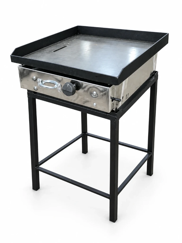 Plancha Hamburguesera 50X50 Quemador Saliente, con Base P.o